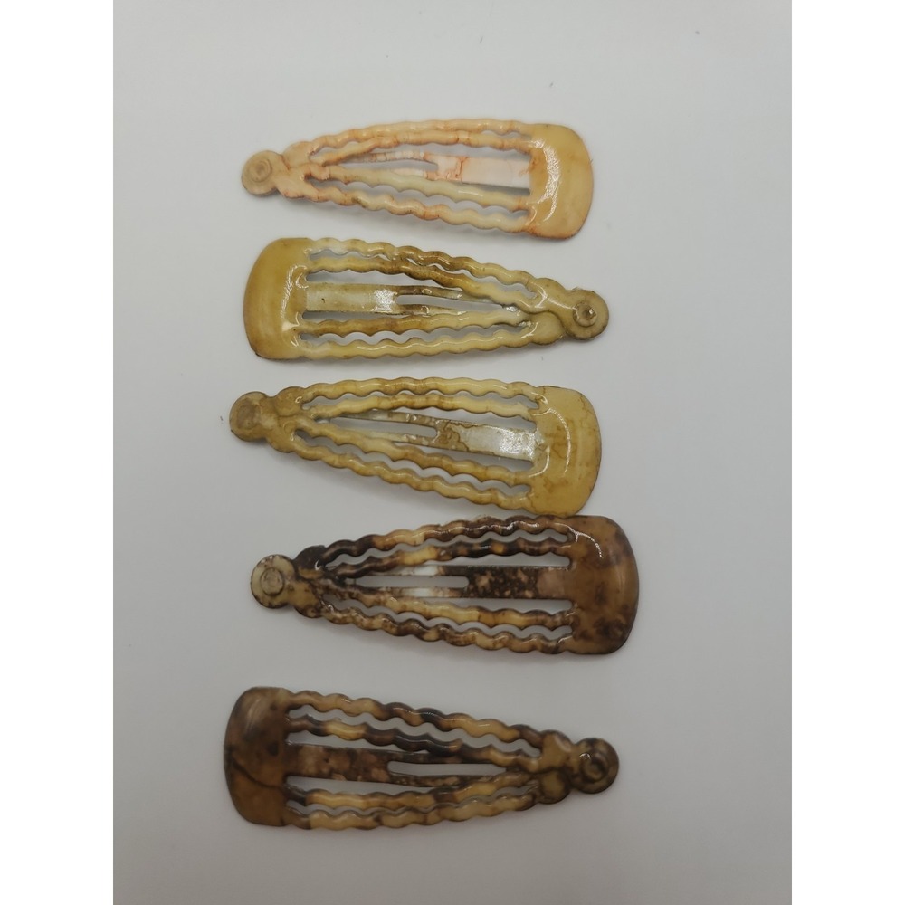 Vintage Wavy Plastic Contour Snap Hair Clips Goody‎